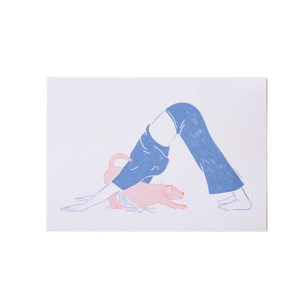 Yoga Dog - Postcard — postcard by Miraalou, Chimera Bookery