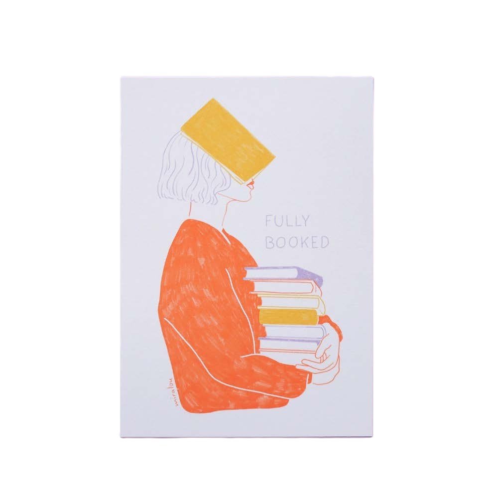 Fully Booked - Postcard — postcard by Miraalou, Chimera Bookery