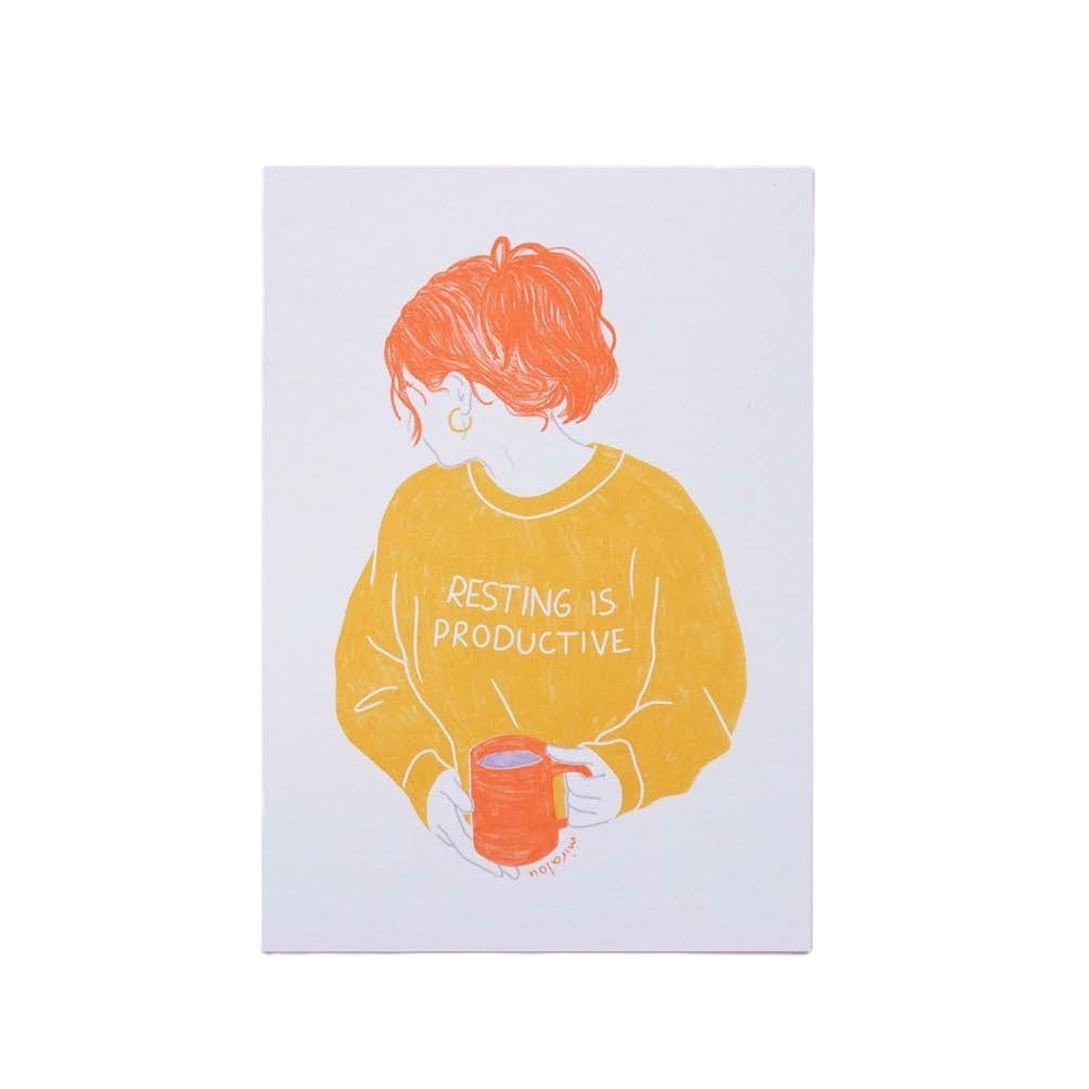 Resting is Productive - Postcard — postcard by Miraalou, Chimera Bookery