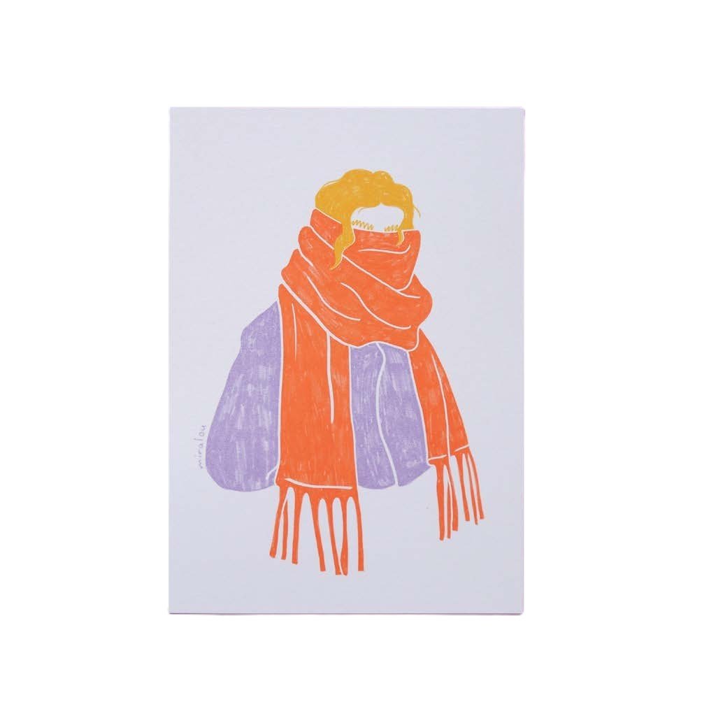 Scarf Mood Red - Postcard — postcard by Miraalou, Chimera Bookery