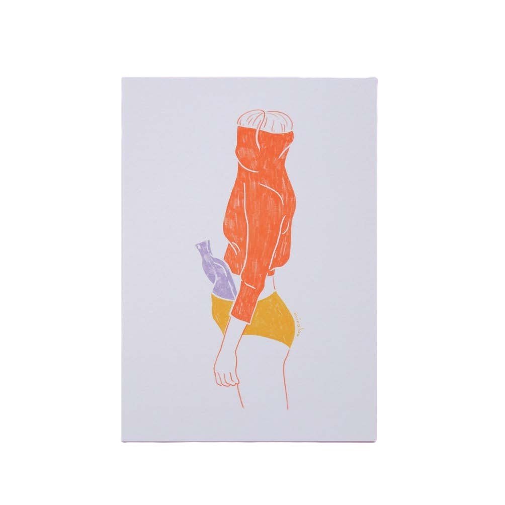 Work from Home red - Postcard — postcard by Miraalou, Chimera Bookery